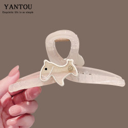 Cute Pet-Style Hair Clip for Women 2026 New Model, High-End Korean Acrylic Claw Clip, Large Shark Clip