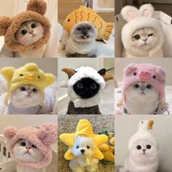 Pet Hats for Cats and Dogs, Plush Headgear, Cute Costume for Photo Shoots, Decorative Funny Hats, Animal-Shaped Photo Hats