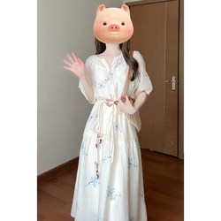 French-Style Gentle New Chinese Dress for Women, Summer 2026 New Model, High-End Elegant National Style Embroidered Waist-Cinching Long Dress