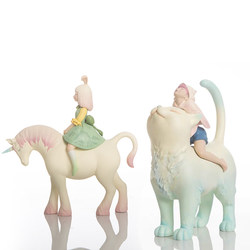 Komi Life White Night Fairy Tale Cat General Creative Home Living Room Desktop Decoration Ornament Gift for Girl's Birthday