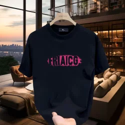 Summer Hot-Selling Trendy Brand Cool Casual Men's Versatile Pure Cotton Short-Sleeve Large Size Round Neck T-Shirt Simple Loose Print