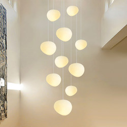 Nordic Modern Staircase Chandelier, Creative and Unique Large Chandelier for Villa, Duplex Building, Loft, High Ceiling, Pebble Lamp
