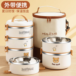 Microwaveable Lunch Box, Insulated Lunch Box for Office Workers, Multi-Layer Insulated Lunch Bucket with Lunch Box, Stainless Steel Canteen Take-Out Box
