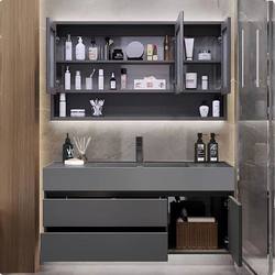 Popular Light Luxury Nano Rock Integrated Smart Bathroom Cabinet Set with Washbasin and Vanity Cabinet for Bathroom