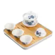 giá bộ ấm trà bát tràng Bộ trà Kung Fu, bát có nắp, một ấm, bốn cốc với bộ khay trà, hộ gia đình đơn giản bằng sứ trắng Dehua bộ nhỏ uống trà am tra bộ bình trà elip 0.47 l anna Ấm trà - Bộ ấm trà