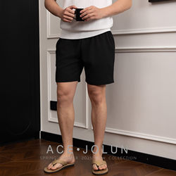 Black casual quarter shorts men's summer 2025 new thin outer wear loose textured sports beach pants