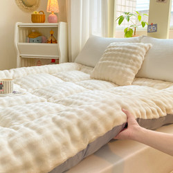 Rabbit Fur Mattress Pad for Home Bedroom, Milk Velvet Bed Mat, Warm Winter Thickened Mattress for Student Dormitory Single Bed