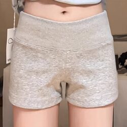 Gray Sports Shorts for Women, Summer 2026 New Style, Low-Waisted, Loose, Slimming, Casual, Pure Cotton Three-Quarter Pants