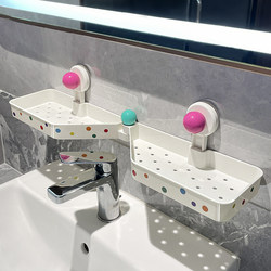 Bathroom Suction Cup Faucet Storage Rack, No-Drill Wall-Mounted Corner Organizer for Washbasin