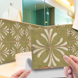 Imitation Leather Textured Tile Stickers, Retro Tile Stickers, Stair Floor Stickers, Living Room Home Decoration Paintings, Self-Adhesive Wall Stickers