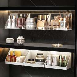 Mirror cabinet storage box bathroom washbasin cosmetics lipstick storage rack bathroom wall-mounted oblique finishing box