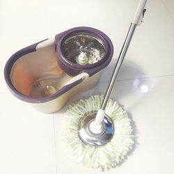 Household Rotating Mop Bucket, Hands-Free Floor Cleaning, Mop Rod, Hand-Pressed Rotating Stainless Steel Dehydration Basket Mop Bucket