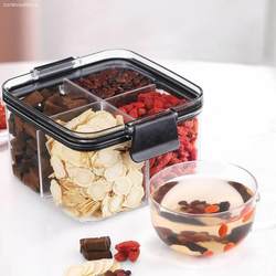 Herbal Tea Ingredient Storage and Sorting Box, Divided into Compartments for Health-Preserving Tea, Four-Six Grid Sealed Jar for Ingredients and Fresh-Keeping Box