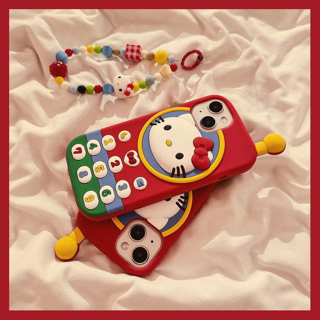 Japanese and Korean red KT cat PHS suitable for Apple 16ProMax mobile phone case iphone16 new 17air cartoon 15 cute 14 creative 13 female model 15promax soft silicone protective cover