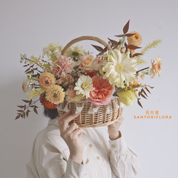 Flower Arrangement Basket, Hand-Woven Picnic Basket, Photo Props, Fruit, Flowers, Eggs, Round Rattan, Wicker, Straw