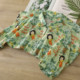 Children's fun cartoon printed fresh lapel top versatile cotton loose summer short-sleeved shirt women's shirt new