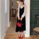 Candy Large Size Korean Style All-matched Age Reducing Polka Dot Shirt V-neck Spliced ​​Lace Dress Fashion Set