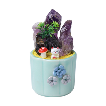 Natural purple and white crystal ore creative ornament handmade
