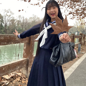 
Japanese basic sailor suit college style jk uniform set blue color three-book middle suit top long short sleeves