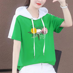 Loose Short-Sleeved T-Shirt for Women, Versatile Summer Women's Clothing, 2025 New Thin Hooded Top, Fashionable and Trendy T-Shirt