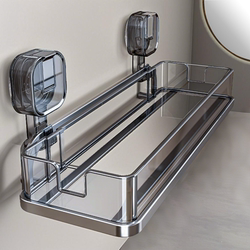 Suction Cup Storage Rack for Bathroom, Toilet, Washbasin, Bathroom Cosmetics, No-Drill Wall-Mounted Iron Storage Box
