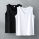 Loose sleeveless T-shirt for women black v-neck top versatile slim white short-sleeved T-shirt with slit hem vest outside