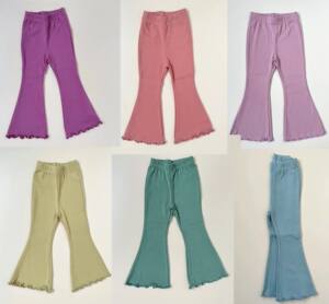 
Spring, summer and autumn custom-made Japanese pippi versatile series girls and baby cotton plain bell-bottom casual trousers