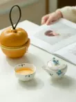 Tuotuchun vẽ tay hoa lan bướm và hoa tulip du lịch bộ trà cho phụ nữ ấm trà đơn ngoài trời di động bộ trà kung fu bình trà thủy tinh Trà sứ