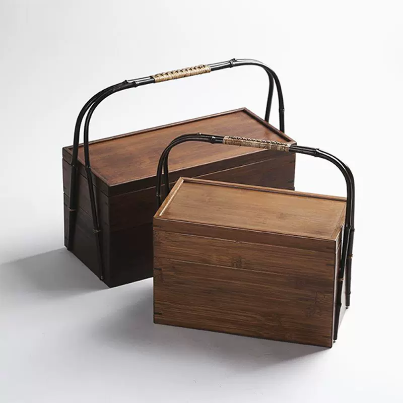 特売！品質保証◇茶具收納盒 茶道 提籃籠 竹細工 收納 竹工芸 2色