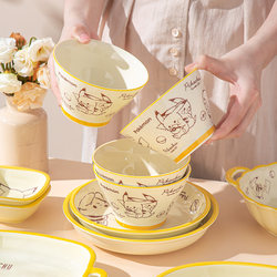 Pikachu Style Bowl for Home Use 2025 New Model High Aesthetic Personal Use Cute Ceramic Tableware Rice Bowl Soup Bowl