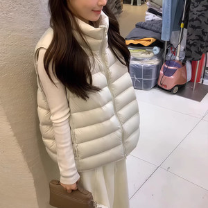 
Spare ribs down vest women's outer wear 2025 autumn and winter new light and loose white duck down warm jacket for small people