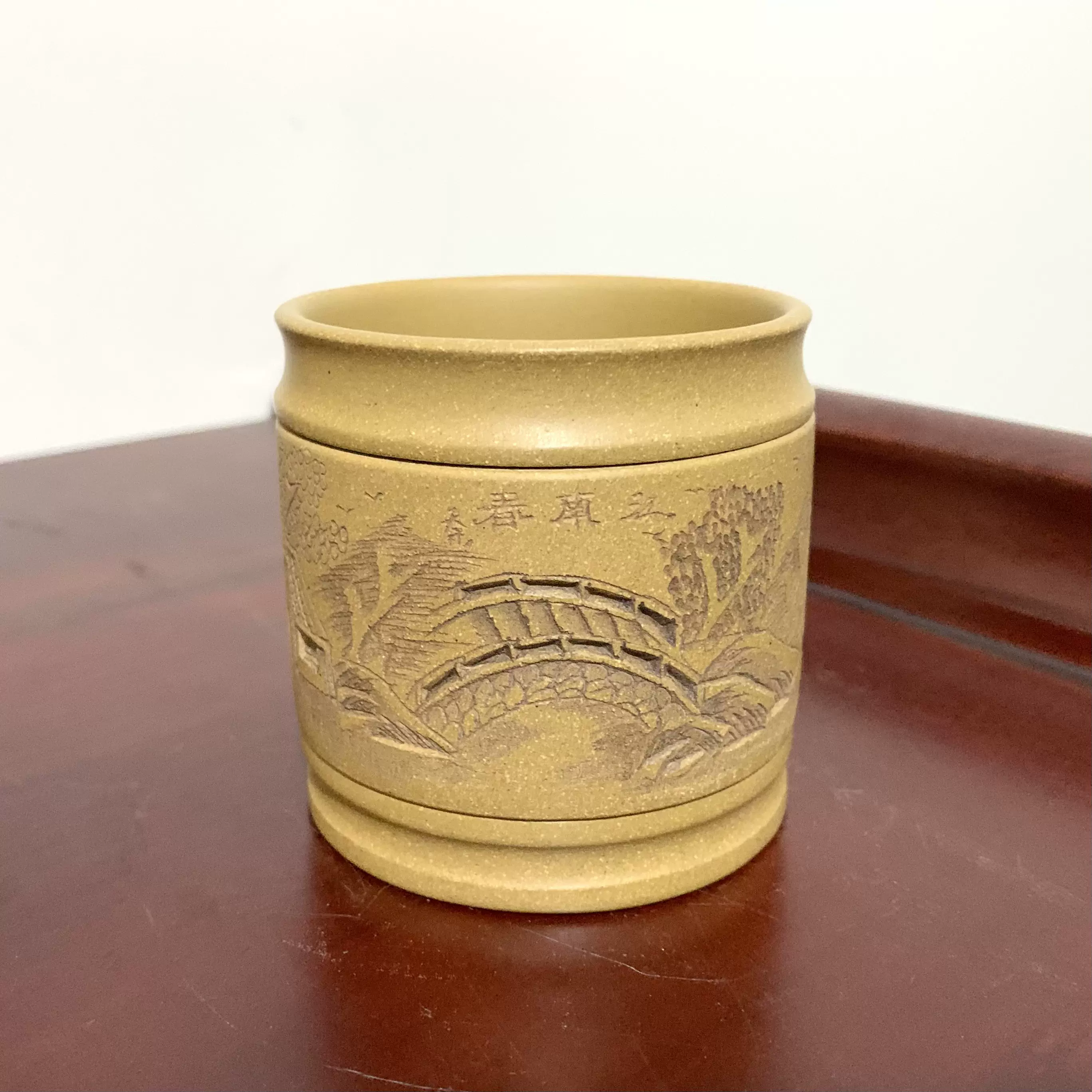 宜興 紫砂茶杯 寿桃主人杯 茶器 茶杯 煎茶道具 付仕文宜兴原矿红泥紫砂杯十全十美刻绘160ml主人杯