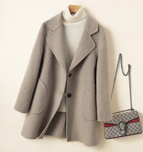 2024 new double-sided cashmere coat for women short slim fit small high-end pure wool wool coat Hepburn style