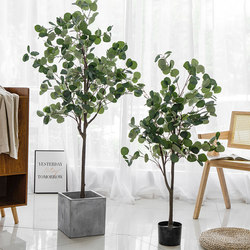 Nordic ins Style Artificial Tree Green Plant Potted Eucalyptus Large Indoor Living Room Fake Plant Decoration Trendy Decor