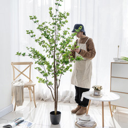Artificial Green Plant Ornaments Japanese Bellflower Plant Aronia Plant Clothing Store Indoor Living Room Decoration Fake Tree Floor-Standing Potted Plant