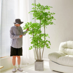 Artificial Plant Nandina Bamboo Floor-Standing Potted Plant, Simulated Green Plant Ornament, Living Room Sofa Side Home Decoration Bonsai, Fake Tree