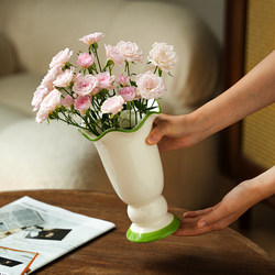 White high-end ceramic vase for living room flower arrangement