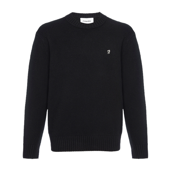 [New] FRAME Men's Dragon Year Black Cashmere Round Neck Sweater