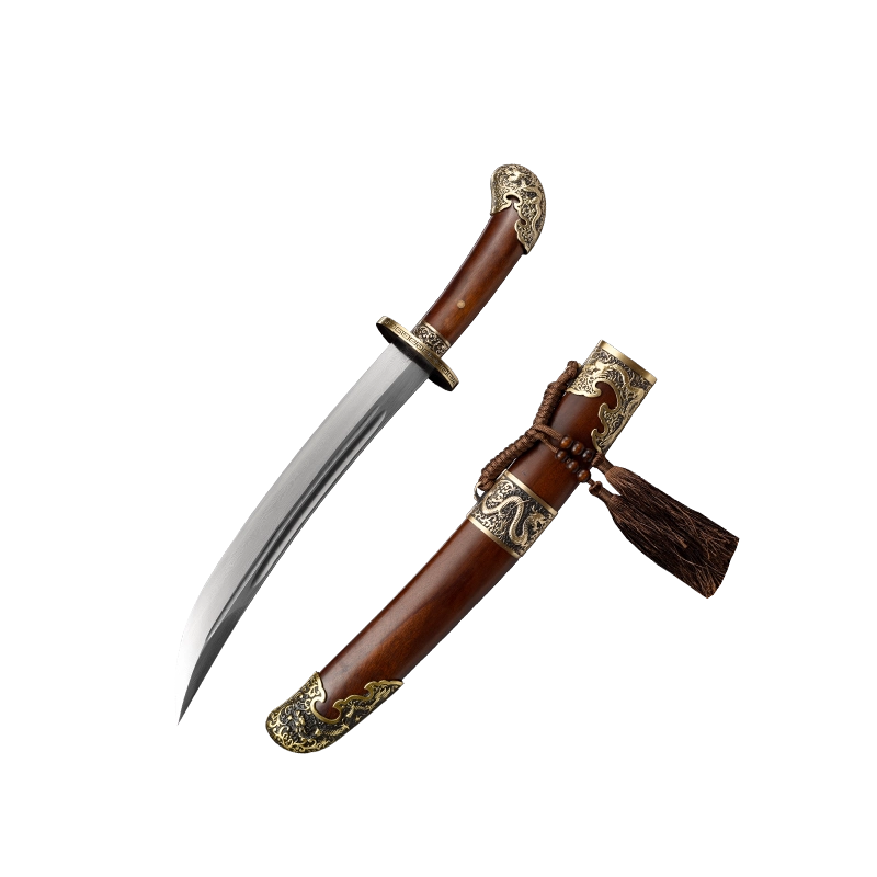 龙泉德渊雁翎刀短款绣春刀防身冷兵器未开刃花纹钢短刀DY-215004