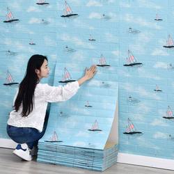 Wallpaper Self-Adhesive Waterproof and Moisture-Proof 3D Stereo Wall Stickers Foam Brick Cartoon Wallpaper Kidsren's Warm Bedroom Wall Decoration