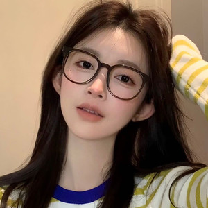 
Korean style cold brown glasses for myopia, can be matched with prescription for women without makeup, large frame, square round face, suitable for eye frame
