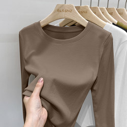 Round Neck Base Shirt for Women, Thin Spring and Autumn Style, 2025 New Model, Can Be Worn Outside, Slim Fit, Tummy-Covering, Long-Sleeve T-Shirt Top