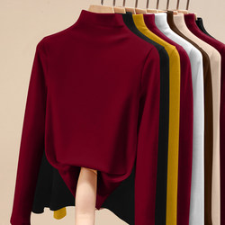 Double-Sided Thermal Half-Turtleneck Base Layer for Women, Suitable for Layering in Autumn and Winter, with Added Fleece and Thickness, Stylish Long-Sleeve Top