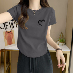Women's Summer 2026 New Trendy Slim-Fit Irregular Cotton Short-Sleeve T-Shirt with Regular Shoulders