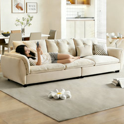 New Style Simple and Luxurious Cream-Colored Fabric Sofa for Home Use, Suitable for Small Living Rooms, Two or Three-Seater Straight Cloud Sofa
