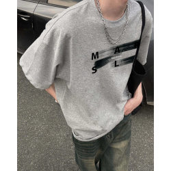 Heavy Weight Cotton Summer Short-Sleeved T-Shirt for Men 2025 New Design Niche Loose Trendy Brand Letter Round Neck T-Shirt