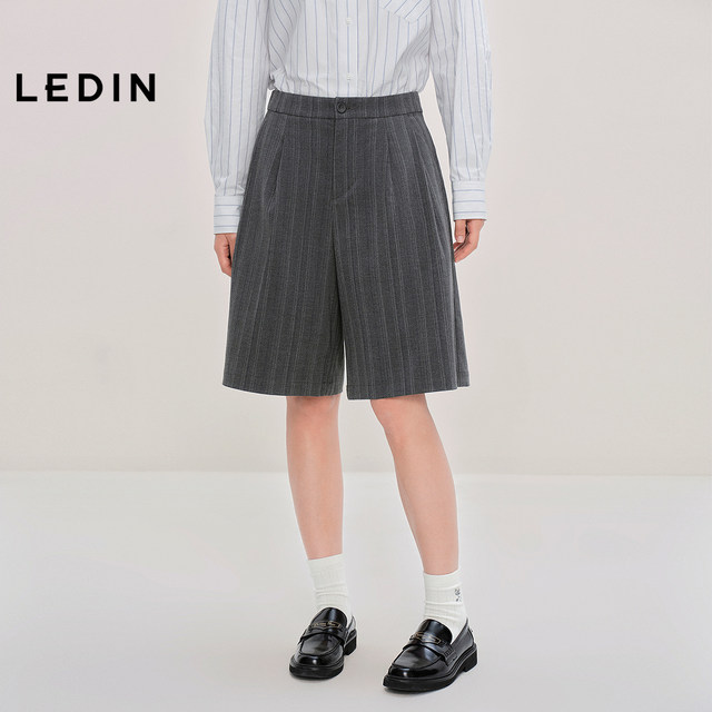 
Lecho stretch casual mid-shorts commuting loose wide-leg shorts C2GCF3308
