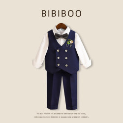 Boys' Formal Vest Suit for Spring and Autumn, Flower Boy Wedding, Baby's First Birthday, Small Suit, Children's Piano Performance Outfit