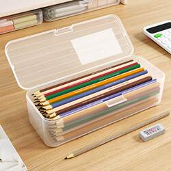Office Stationery Storage Box, Ballpoint Pen and Pencil Case, Plastic Accessory Box for Work, School, Dormitory, Tool Box