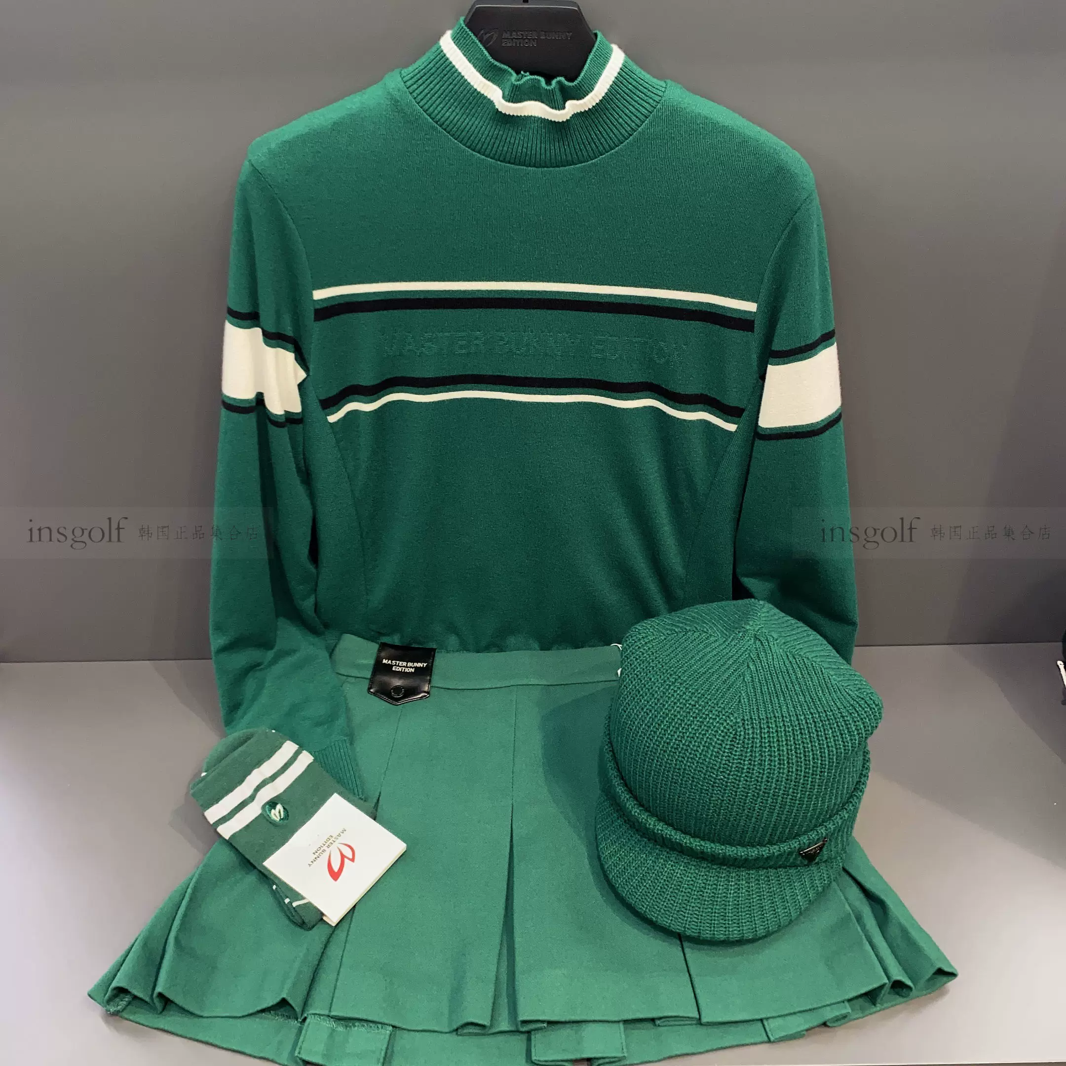 Master Bunny Edition高爾夫球服套裝女士半高領針織衫上衣短裙-Taobao
